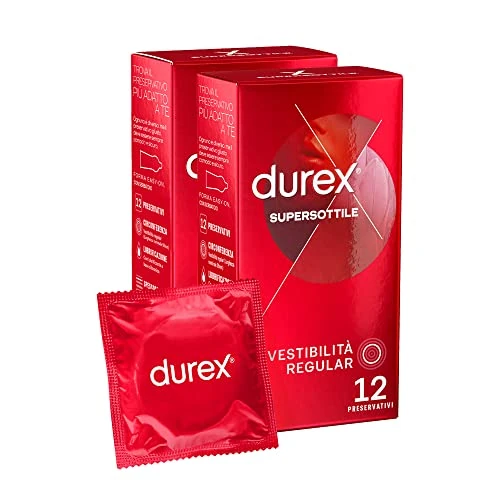 Durex Settebello Dunne reguliere pasvorm condooms met hoge gevoeligheid, 24 profylactische