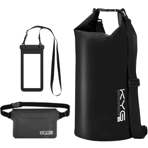 Offerta a tempo: KYG Borsa Impermeabile a Tracolla Regolabile Dry Bag 5L/10L/20L Kit 3 in 1 Marsupio impermeabile, custodia per cellulare Waterproof Zaino Per Nuoto Trekking Surf Rafting Campeggio 5L Nero - 10% da 14.39 € a 12.99 €