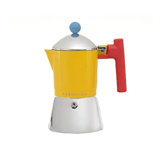 Foodesign Moka Coffee Maker Cocca 3 Cups Modern Design Gas Induction Bi-Material Boiler