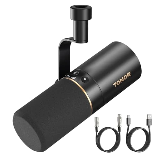 Offerta a tempo: TONOR Microfono USB/XLR Dinamico per Podcasting, Streaming e Giochi, Microfoni Gaming Cardioide con 3.5mm jack, Pulsante Mute per Regisrazione, Youtube, Discord, ASMR, Metallo, Nero, 200cm,TD510 - 17% da 54.99 € a 45.43 €