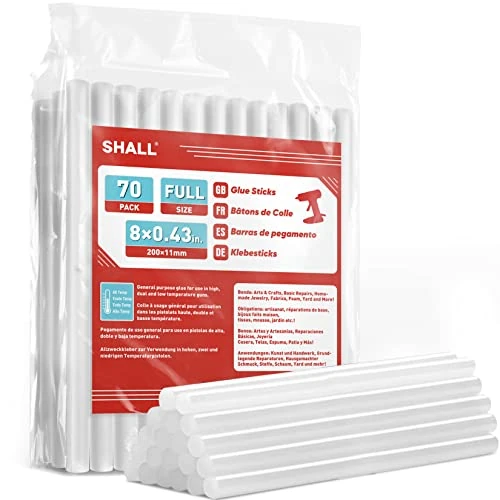 Offre limitée : SHALL Bâtons de colle chaude pleine taille,11mm x 200 mm, Paquet de 70 bâtons de pistolet à colle chaude transparents pour la décoration de festival de réparation bricolage de 19.99 € à 19.99 € (0.00% de remise)