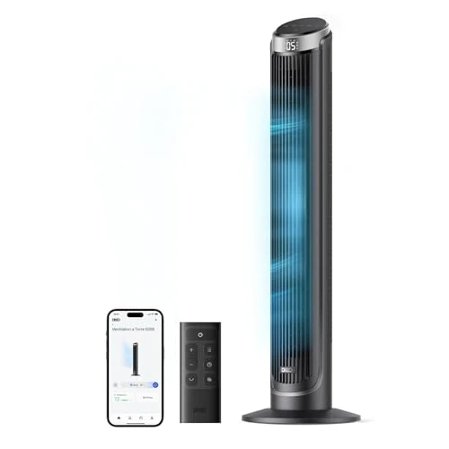 Offerta a tempo: DREO Smart Ventilatore a Torre Silenzioso, Oscillazione a 90°, Ventilatore con Telecomando per Camera da Letto, 7.9m/s, 5 Livelli, 4 Modalità, Touch/Telecomando/App & Vocale, Alexa, 12H Timer, Argento - 0.00% da 99.99 € a 99.99 €