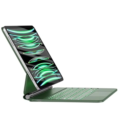 HOU Keyboard Case for iPad Air 5th, Air 4th Generation 10.9 Inch and 11 Inch iPad Pro (4th/3rd/2nd/1st Generation) Multi-Touch Touch Panel, 7 Color Backlight, Spanish Design