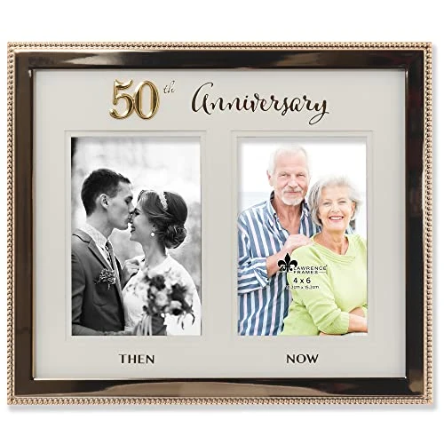 Offre limitée : Lawrence Frames Cadre photo double en métal doré pour 50e anniversaire de mariage 10 x 15 cm de 31.62 € à 31.62 € (0.00% de remise)