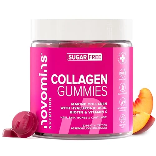 Tijdelijke aanbieding: Collageen Gummies - Suikervrij - Superior Type I gehydrolyseerd marine collageen voor vrouwen en mannen - Doordrenkt met biotine, vitamine C en hyaluronzuur - Collageen Gummy Vitamins - Novomins van 20.10 EUR naar 16.08 EUR (korting 20%)
