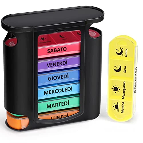 Offerta a tempo: Opret Portapillole Settimanale 28 Scomparti ITALIANO da Viaggio | Portapillole Giornaliero, Porta Pillole Settimanale, Porta Pillole, Organizer per Pillole, Grande - 29% da 15.99 € a 11.39 €