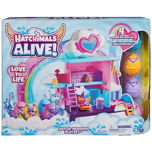 Zeitlich begrenztes Angebot: Hatchimals Alive Kinderzimmer Spielset - mit 4 Mini-Figuren in 4 selbstschlüpfenden Eiern und 13 Zubehörteilen für fantasievolles Rollenspiel, Spielzeug für Kinder ab 3 Jahren von 39.29 € auf 39.29 € (0.00% Rabatt)