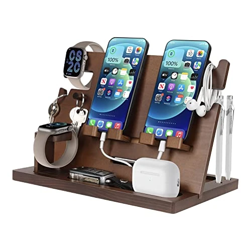 Offerta a tempo: Idee Regalo Uomo Natale, Organizzatore da ufficio in Legno, Docking Station in Legno per Smartphone, Regalo per Papà, Regali Anniversario per Lui, Regali per Lui/Lei, festa del papa Compleanno Natale - 5% da 26.59 € a 25.26 €