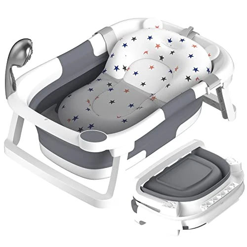 Offre limitée : Rabb 1st Baignoire Bébé Pliable, La Baignoire Enfant Convient aux Nouveau Nés aux Tout Petits et Dispose d'un Tapis Antidérapant et de Trous de Drainage (Pas de Thermomètre)(Gris) de 34.99 € à 32.99 € (6% de remise)