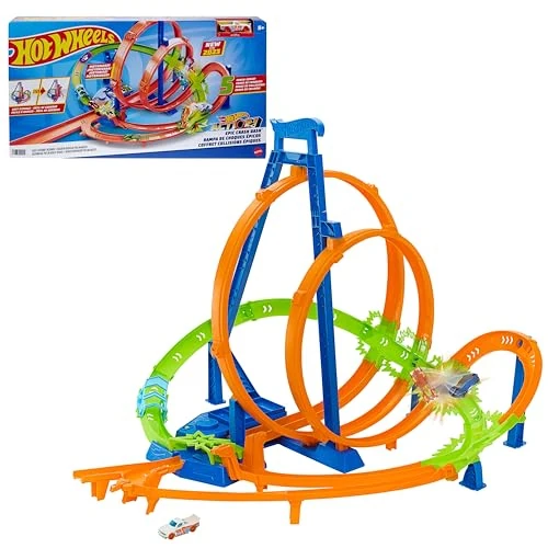 Limitiertes Angebot: Hot Wheels Track Set, Episches Crash-Rennen mit 5 Crash-Zonen, motorisiertem Beschleuniger und 1 Hot Wheels Auto im Maßstab 1:64, leicht aufzubewahren, HTP55 von 84.99 EUR auf 70.76 EUR (Spare 17%)