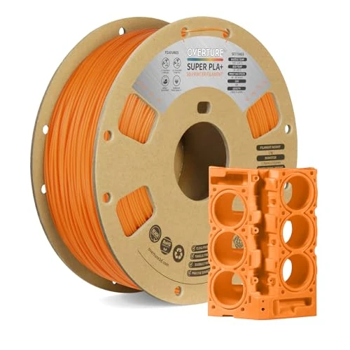 OVERTURE Super PLA+ Filament 1.75 mm, 1 kg Spool (2.2 lbs), Dimensional Accuracy +/- 0.03 mm, for 3D Printers (Orange)