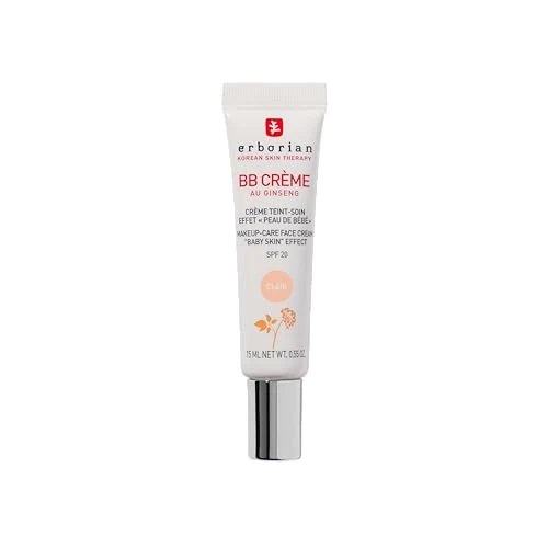 Erborian - BB Cream al Ginseng - Crema Teint Perfecteur 5-in-1 - Trattamento Effetto "Pelle di bambino" 5-in-1 Trattamento viso con SPF 20 - Cosmetico Coreano - Clair 15ml