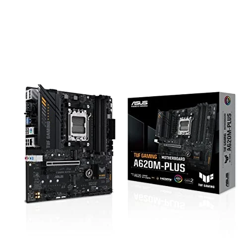 Offerta a tempo: ASUS TUF GAMING A620M-PLUS Scheda madre AMD mATX, DDR5, 2 slot M.2 PCIe 4.0, Q-Latch, Ethernet Realtek 2.5Gb, 2 DisplayPort, HDMI, USB 3.2 Gen 1 Type-C, BIOS FlashBack, Cancellazione rumore, Aura Sync - 22% da 160.00 € a 125.50 €