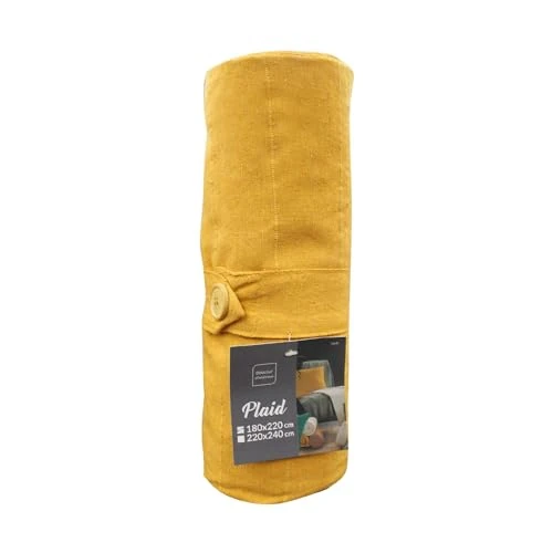 Limited offer: Douceur d'Intérieur, Lucile Curry Plain Polycotton Blanket (180 x 220 cm) from 10.15 EUR to 10.15 EUR (save 0%)