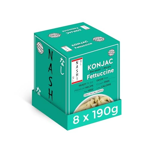 Zeitlich begrenztes Angebot: Nashi Shirataki Konjac Fettuccine Pasta – geruchsfrei, kalorienarm und fettfrei, geeignet für vegane, Glucomannan-Keto-freundliche Instant-Mahlzeit | Verzehrfertig (8×190g) von 22.09 € auf 13.29 € (40% Rabatt)