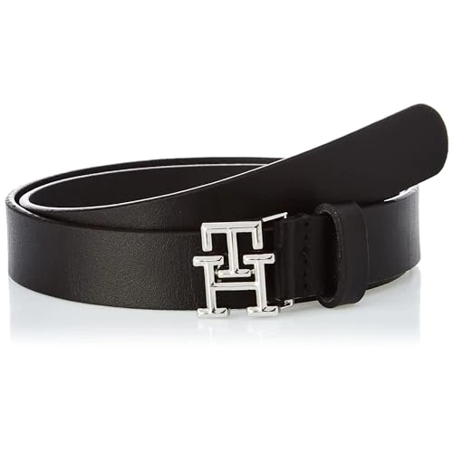 Offerta a tempo: Tommy Hilfiger Donna Cintura TH Logo 2.5 Cintura in Pelle, Nero (Black), 85 cm - 47% da 54.90 € a 29.12 €