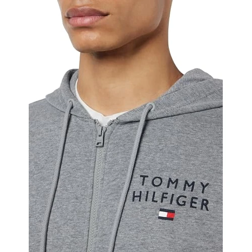 Offerta a tempo: Tommy Hilfiger Felpa con Cappuccio e Zip Uomo Cerniera, Grigio (Medium Grey Heather), XXL - 33% da 89.90 € a 59.95 €