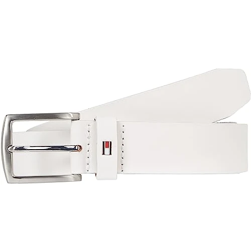 Offerta a tempo: Tommy Hilfiger Uomo Cintura New Denton 3.5 Belt Cintura in Pelle, Bianco (Optic White), 110 cm - 26% da 49.90 € a 37.09 €