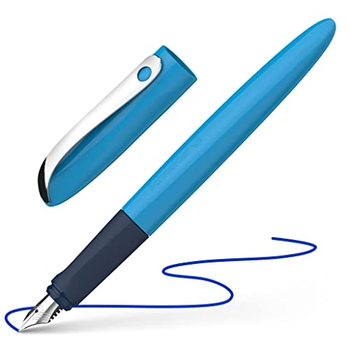 Offerta a tempo: Schneider Wavy 162113 - Penna stilografica per mancini e destrimani, con molla per principianti, colore: Blu - 10% da 10.98 € a 9.90 €