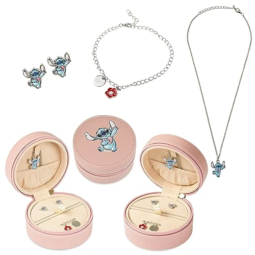 Disney Parure di Gioielli per Bambine e Ragazze Stitch Bracciale Orecchini Collana Amicizia Stitch (Set Gioielli)