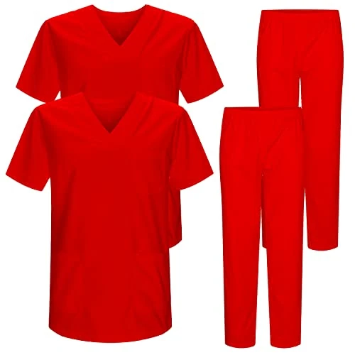 MISEMIYA - Pack * 2 Pcs - Unisex-Schrubb-Set - Medizinische Uniform mit Oberteil und Hose ref.2-8178 - 4XL, Rot