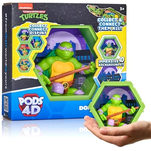 Wow! PODS - 4D Ninja Turtles Donatello, Figura Coleccionable única conectable Que explota de su Mundo en el tuyo, exhibición de Pared o Estante, Juguetes y Regalos de Las Tortugas Ninja, Serie 1 n.º