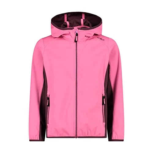 Offerta a tempo: CMP - Giacca in light softshell da bambini con cappuccio fisso, Pink Fluo-Plum, 152 - 39% da 49.95 € a 30.32 €