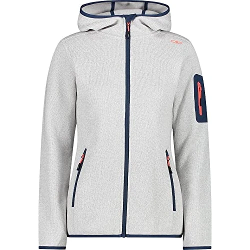 Tijdelijke aanbieding: CMP - Dames Knit-Tech jas met vaste capuchon, Bone-Red Fluo, 40 van 51.43 EUR naar 51.43 EUR (korting 0%)