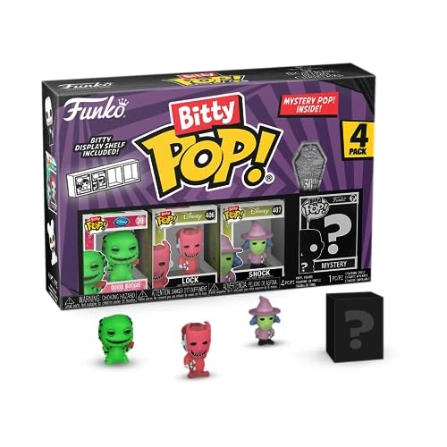 Offerta a tempo: Funko Bitty POP! 4 Pack: Disney - The Nightmare Before Christmas - TNBC - Oogie Boogie, Lock, Shock, Mystery Mini Figure - Styles may vary - 0,9 pollici (2,2 cm) Da collezione - Idea regalo - 34% da 13.00 € a 8.64 €