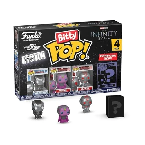 Funko Bitty Pop! Marvel - Iron Man 4PK - War Machine, Vision, Ultron et Une Mini-Figurine Mystère en Surprise - 2.2 Cm - Marvel Comics Collectionnable - Étagère Empilable Incluse Fans