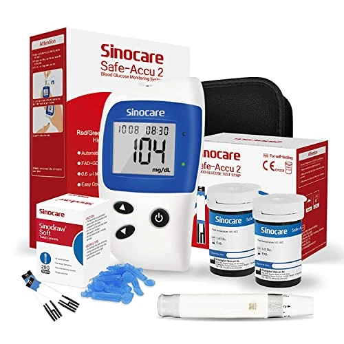 Offerta a tempo: Sinocare Misuratore Glicemia Glucometro, 50 Strisce Reattive e 50 Lancette Facile da Maneggiare — 12% da 23,99 € a 21,11 €