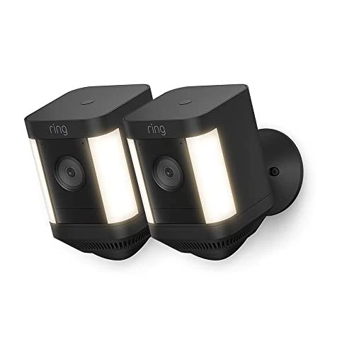 Oferta limitada: Ring cámara Plus con luces y batería (Spotlight Cam Plus) | Cámara de vigilancia exterior HD wifi con comunicación bidireccional, visión nocturna y focos LED | 30 días gratis de Ring Home | 2 Cámaras de 299.98 € a 149.99 € (ahorro 50%)
