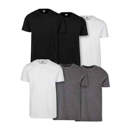 Urban Classics Heren T-shirt (verpakking van 3 stuks), Zwart/Zwart/Wit/Wit/Chrcl/Chrcl, S