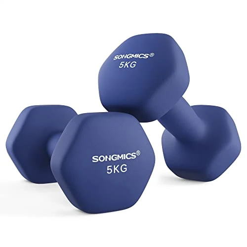 Oferta limitowana: SONGMICS Hantle sześciokątne, zestaw 2 sztuk, 2 x 5 kg | Zestaw hantli, powłoka PVC, trening siłowy, trening fitness, do domu, błękit, Kolekcja STEFAN SYL910Q01 z 86.69 zł na 101.99 zł (oszczędź -17.65%)