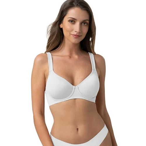 Dorina Lindsay Ungepufferter Bügel-BH mit vorgeformten Cups, Vollabdeckung, Weicher Mikrostoff, Verstellbare Schulterträger für Komfort und Unterstützung, Weiß