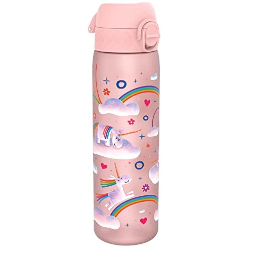 Offerta a tempo: Ion8 Borraccia a Prova di Perdite, 500ml, Facile da Aprire, Serratura Sicura, Lavabile in Lavastoviglie, Senza BPA, Maniglia per il Trasporto, Adatta a Portabicchieri, Arcobaleni Unicorno Rosa - 16% da 15.99 € a 13.50 €