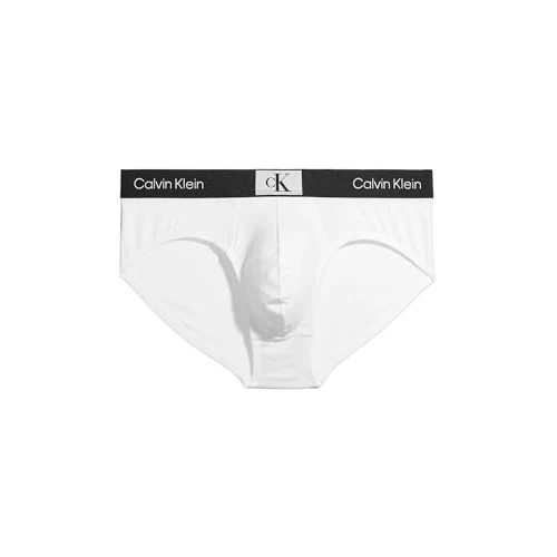 Calvin Klein Herren Hip Brief Unterhose Baumwolle mit Stretch, Weiß (White), L