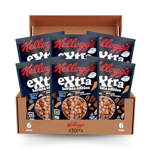 Offerta a tempo: Kellogg's Cereali Extra "Barista Edition" | Gusto Caffè e Cioccolato | Granola con Avena Croccante | Confezione Singola da 350g (1 x 350g) - 27% da 3.47 € a 2.53 €