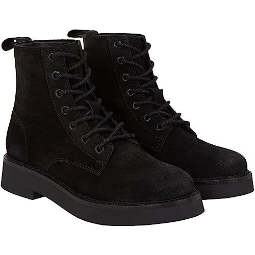 Tommy Jeans Stivali Mezza Gamba Donna Lace Up Stivaletti, Nero (Black), 36 EU