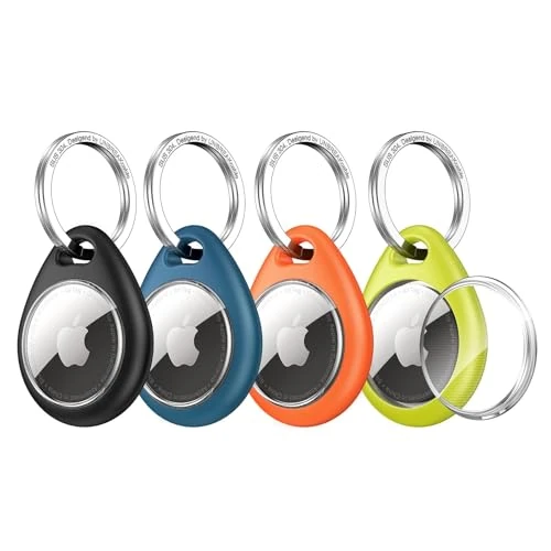 UNBREAKcable 360° Protective Case for AirTag, AirTags Keyring Holder, [4-Pack] Scratch-Resistant, Lock Design, Keychain for AirTag, TPU Full Cover Case for Airtag, Key, Luggage, Multicolor