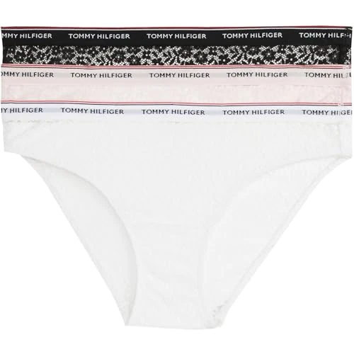 Limitiertes Angebot: Tommy Hilfiger Damen 3er Pack Slips Bikini Form mit Spitze, Mehrfarbig (Black/White/Light Pink), M von 44.90 EUR auf 27.48 EUR (Spare 39%)