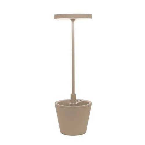 Offerta a tempo: Zafferano Lampada Poldina Reverso, Lampada da Tavolo Ricaricabile e Senza Fili con Controllo Touch, Adatta per Salotto ed Esterni, Dimmer, 2200-3000 K, Altezza 35 cm, Colore Sabbia - 54% da 182.00 € a 84.52 €