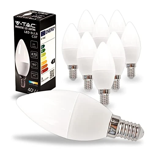 10xLampadina LED 4.5W V-tac SAMSUNG Chip Attacco E14 Plastica 4000K 470 lm