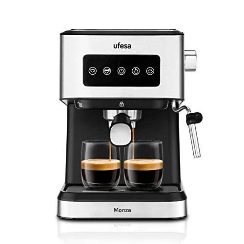 Offerta a tempo: Ufesa Monza Macchina Caffè macinato e Cialde Monodose ESE, Pressione 20 BAR, Pannello Digitale Tattile, Vaporiera Regolabile, Serbatoio 1,5 L, Funzione Scaldatazze, 1050 W - 62% da 129.99 € a 49.31 €