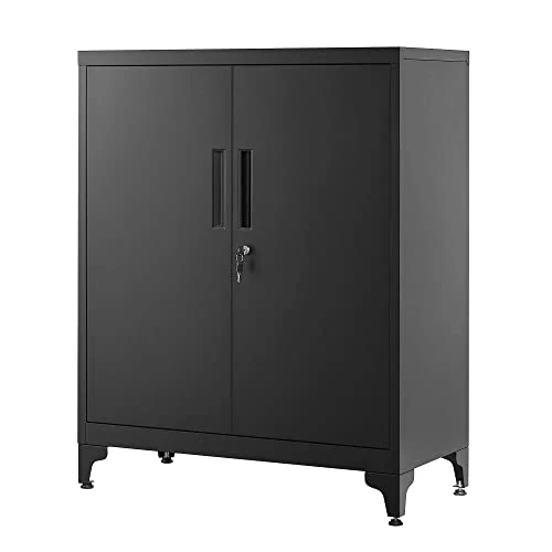 Limited-time offer: SONGMICS Multipurpose Steel Storage Cabinet with 2 Lockable Doors and Shelves for Study, Living Room, Garage, Office, Black OMC013B01 from 99.99 GBP to 99.99 GBP (save 0%)