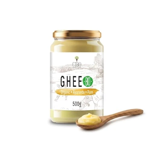 Offerta a tempo: Cibo Burro Ghee Biologico 500gr - Latte di Parma e Reggio Emilia - Prodotto in Italia - Mucche al Pascolo - Punto di Fumo 250°C - Da Panna Centrifugata - 0.00% da 23.40 € a 23.40 €