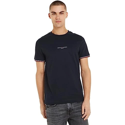 Limited offer: Tommy Hilfiger Men’s Short Sleeve Round Neck Logo Tipped T-Shirt from 54.90 EUR to 28.00 EUR (save 49%)