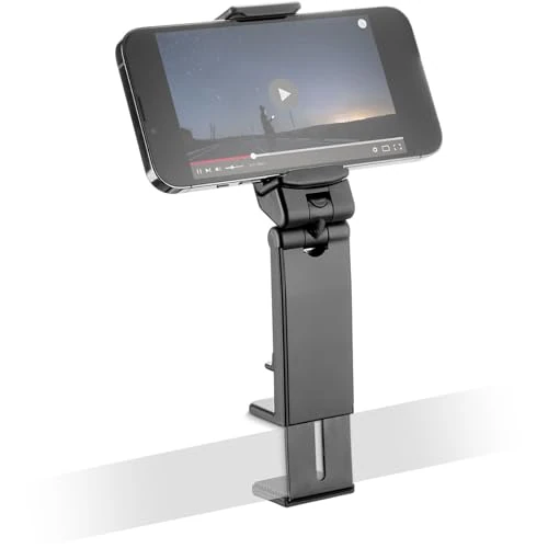 cellularline | Travel Holder | Kompakte Smartphone-Halterung für die Reise - Zange-Halterung - Ausgestattet mit doppeltem Gelenk mit 360° Drehung - Schwarz