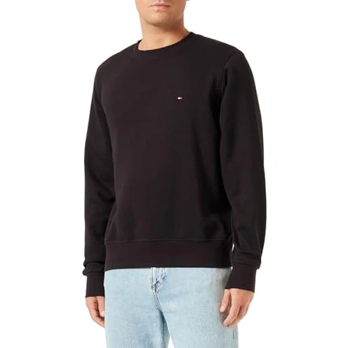 Limitiertes Angebot: Tommy Hilfiger Herren Sweatshirt Flag Logo Sweatshirt ohne Kapuze, Schwarz (Black), XS von 99.90 EUR auf 61.07 EUR (Spare 39%)