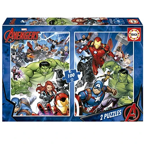 Oferta limitada: Educa - 2 Puzzles de cartón con 100 Piezas | Avengers, Vengadores, Marvel. Diversión por Partida Doble. Medida aproximada del Puzzle: 40 x 28 cm. A Partir de 6 años (19679) de 11.99 € a 7.19 € (ahorro 40%)